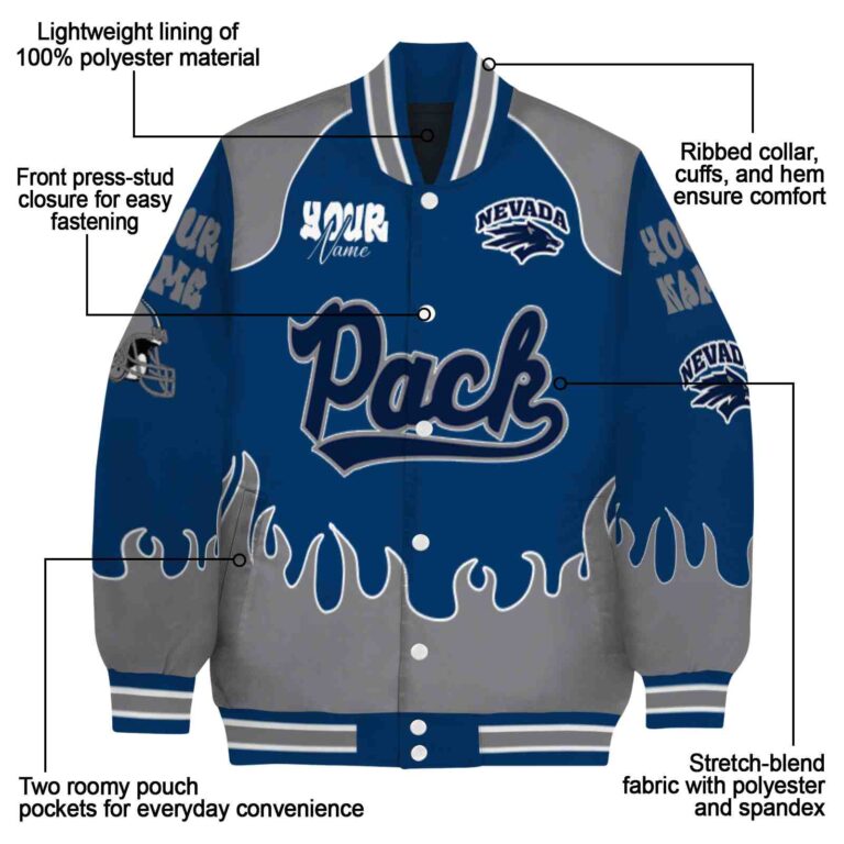 personalized nevada wolf pack fire graphic blue jacket new arrival