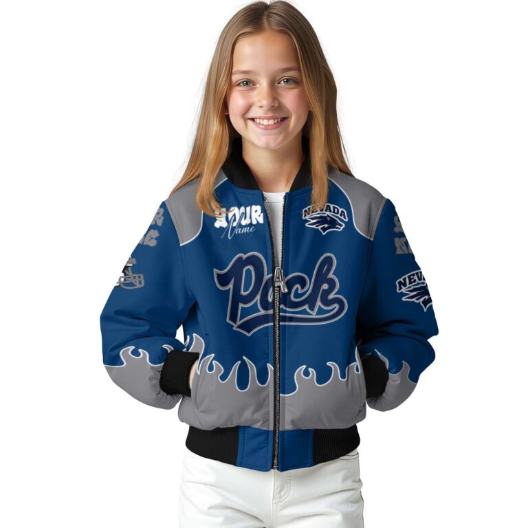 personalized nevada wolf pack fire graphic blue jacket top rated