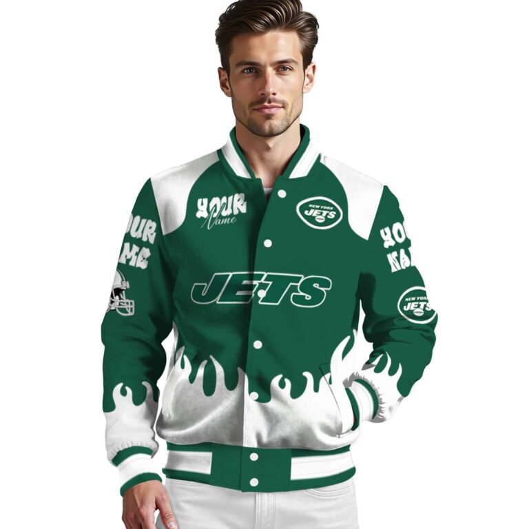 personalized new york jets fire graphic green jacket high quality