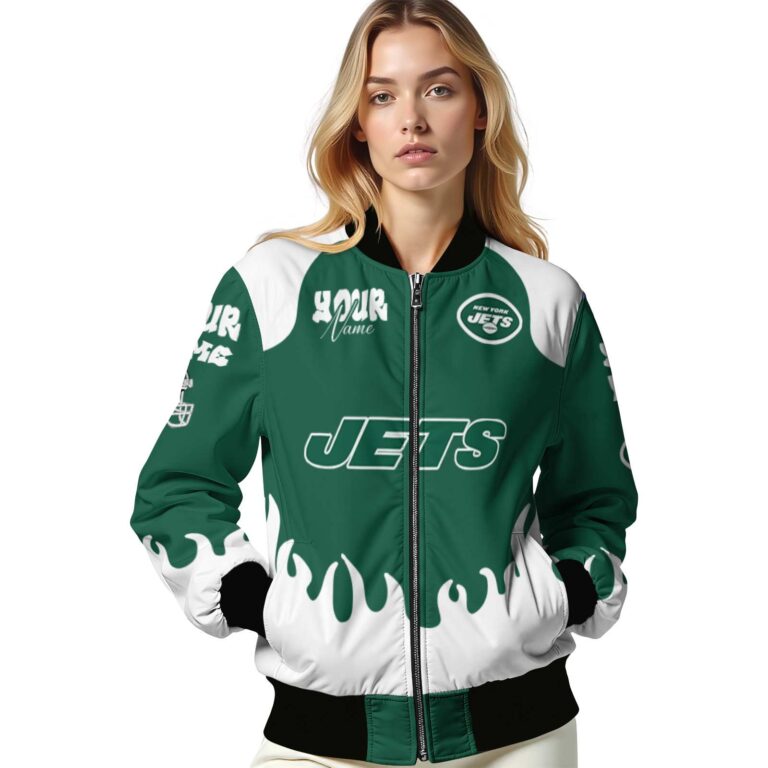 personalized new york jets fire graphic green jacket latest model