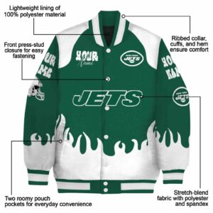 personalized new york jets fire graphic green jacket new arrival