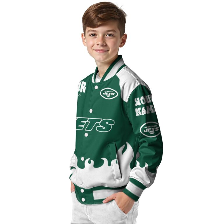 personalized new york jets fire graphic green jacket trendy