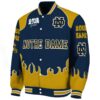 personalized notre dame fighting irish fire graphic navy jacket best selling