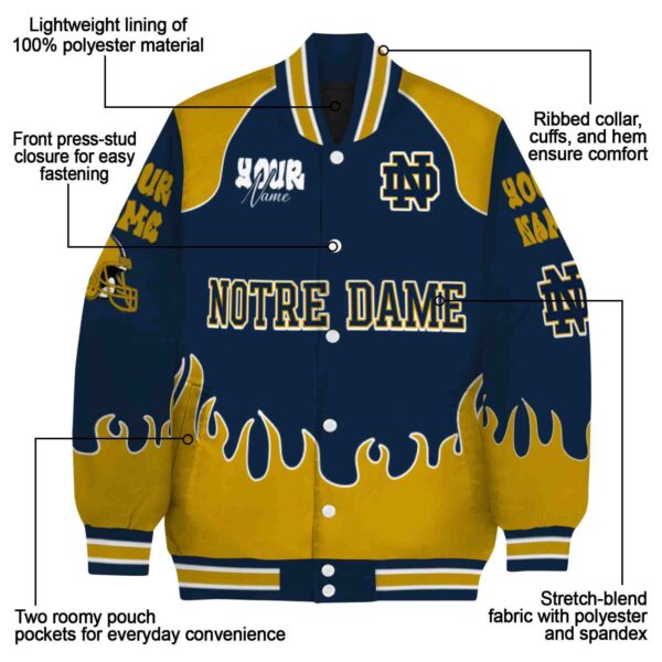 personalized notre dame fighting irish fire graphic navy jacket new arrival