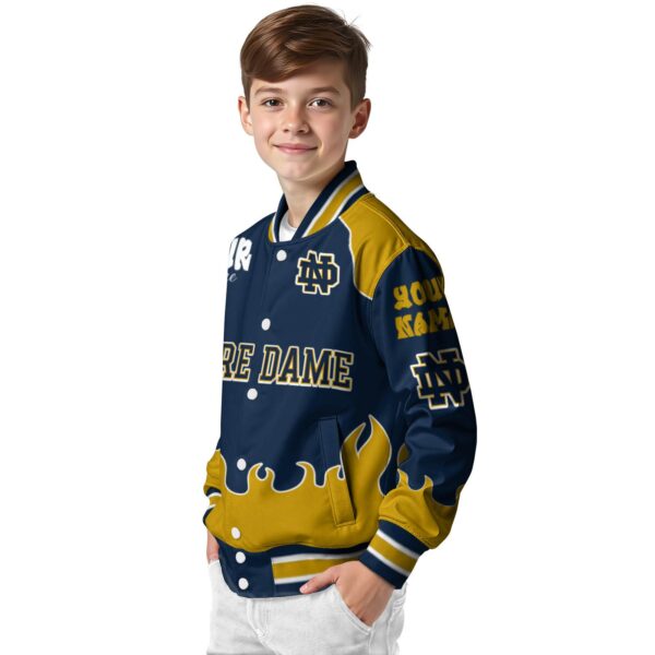 personalized notre dame fighting irish fire graphic navy jacket trendy
