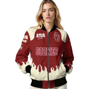 personalized oklahoma sooners fire graphic crimson jacket latest model