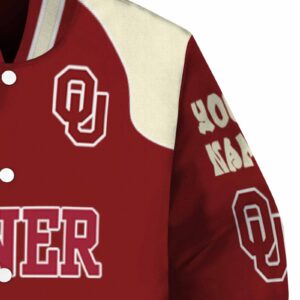 personalized oklahoma sooners fire graphic crimson jacket premium grade