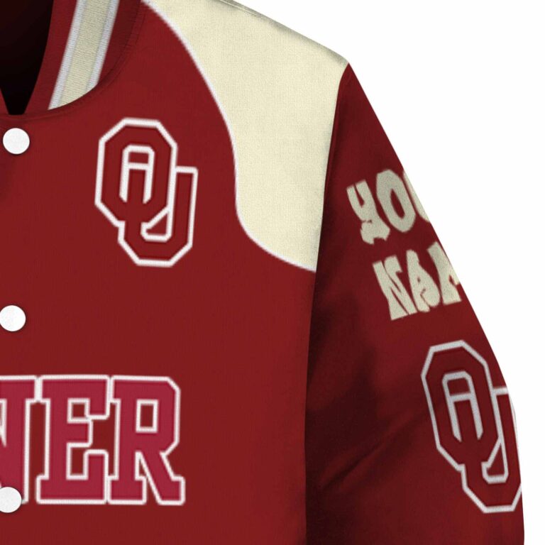personalized oklahoma sooners fire graphic crimson jacket premium grade