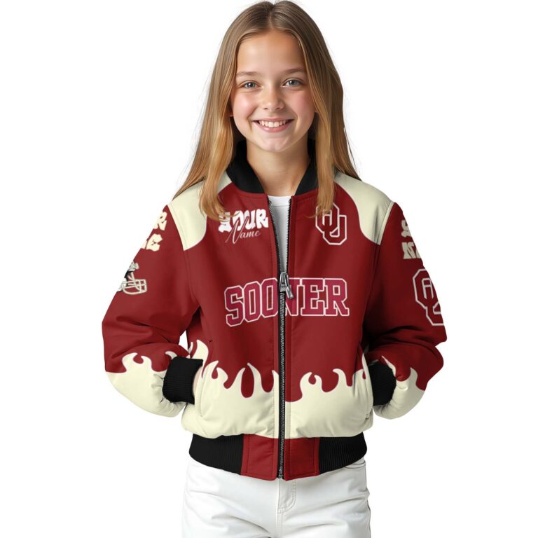 personalized oklahoma sooners fire graphic crimson jacket top rated