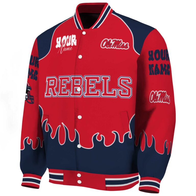 personalized ole miss rebels fire graphic red jacket best selling