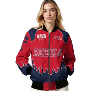 personalized ole miss rebels fire graphic red jacket latest model