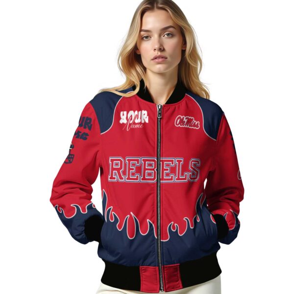 personalized ole miss rebels fire graphic red jacket latest model