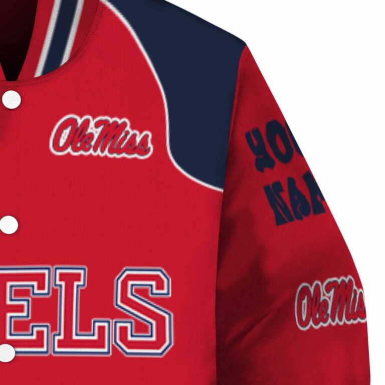 personalized ole miss rebels fire graphic red jacket premium grade
