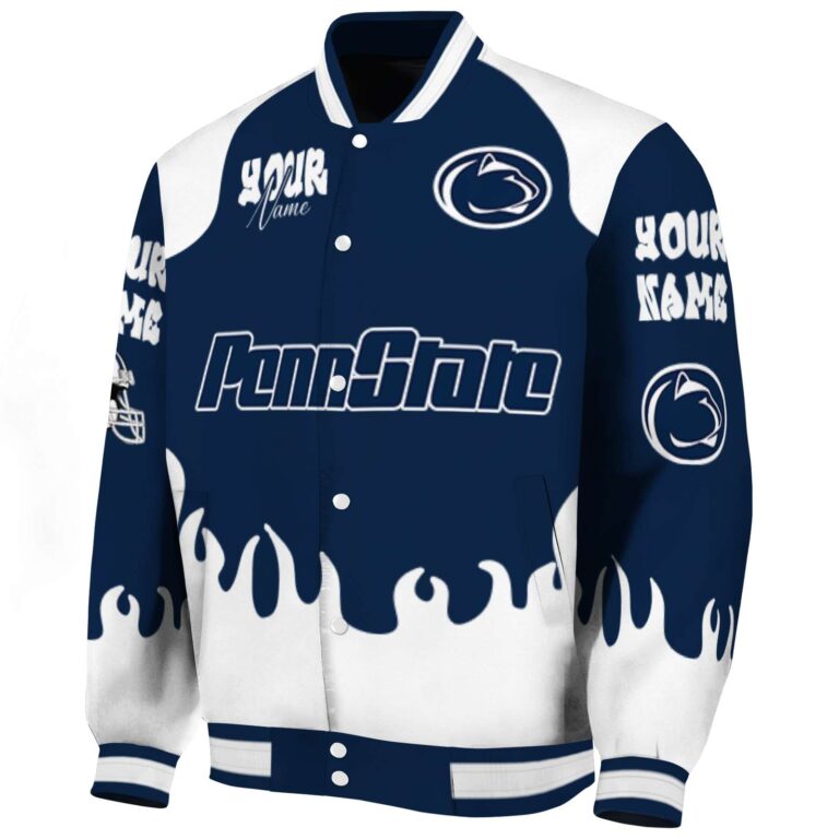 personalized penn state nittany lions fire graphic blue jacket best selling