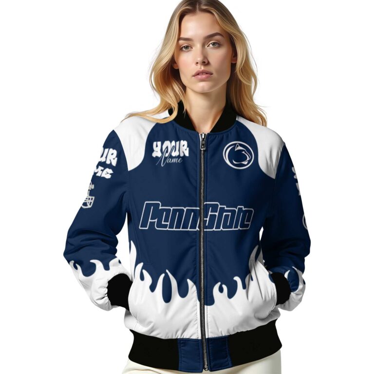 personalized penn state nittany lions fire graphic blue jacket latest model