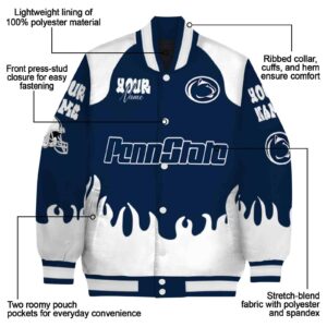 personalized penn state nittany lions fire graphic blue jacket new arrival