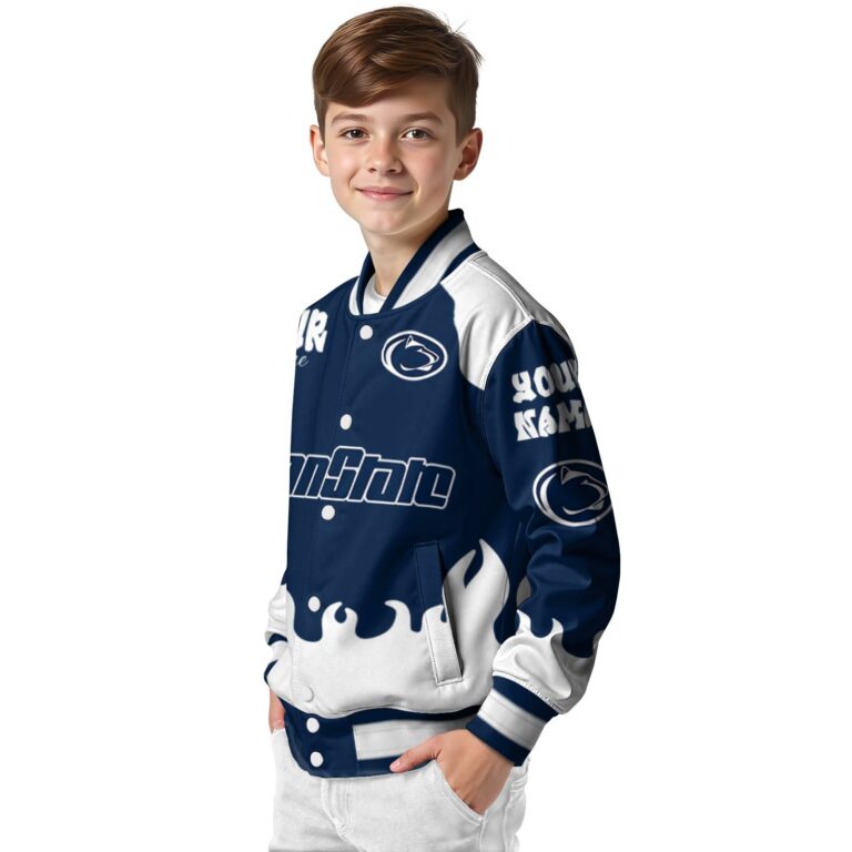 personalized penn state nittany lions fire graphic blue jacket trendy