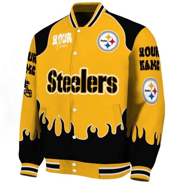 personalized pittsburgh steelers fire graphic gold jacket best selling