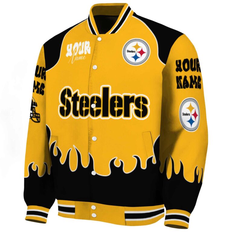 personalized pittsburgh steelers fire graphic gold jacket best selling
