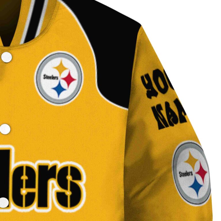 personalized pittsburgh steelers fire graphic gold jacket premium grade