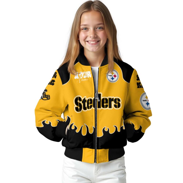 personalized pittsburgh steelers fire graphic gold jacket top rated