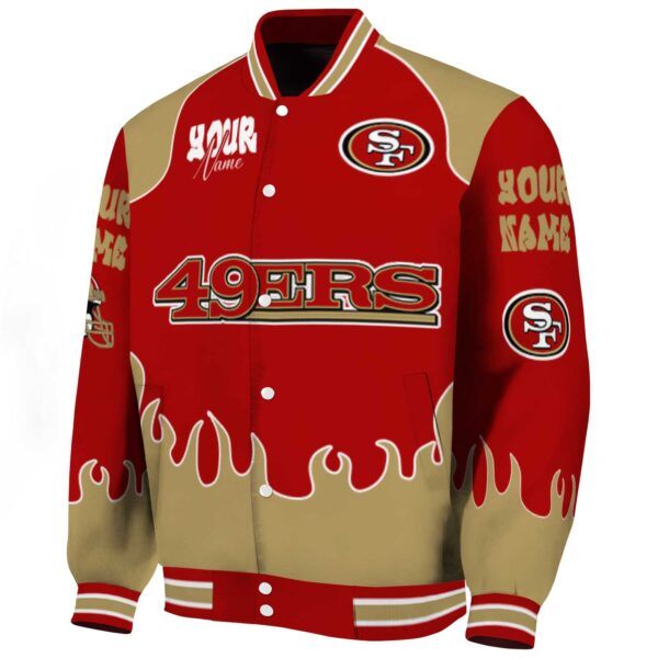 personalized san francisco 49ers fire graphic red jacket best selling