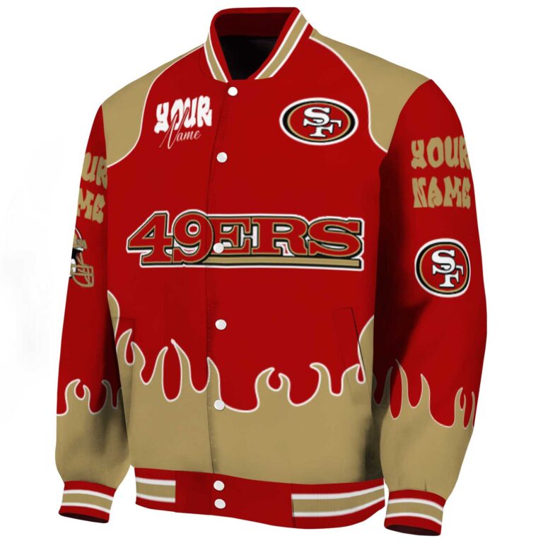 personalized san francisco 49ers fire graphic red jacket best selling