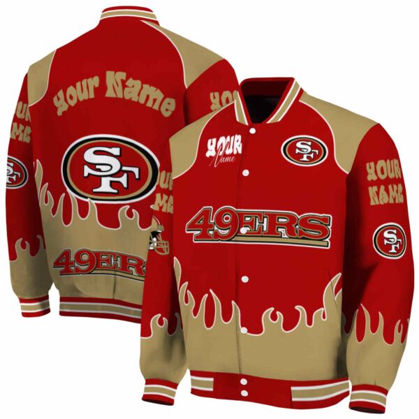 personalized san francisco 49ers fire graphic red jacket fashion forward