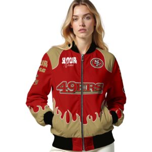 personalized san francisco 49ers fire graphic red jacket latest model