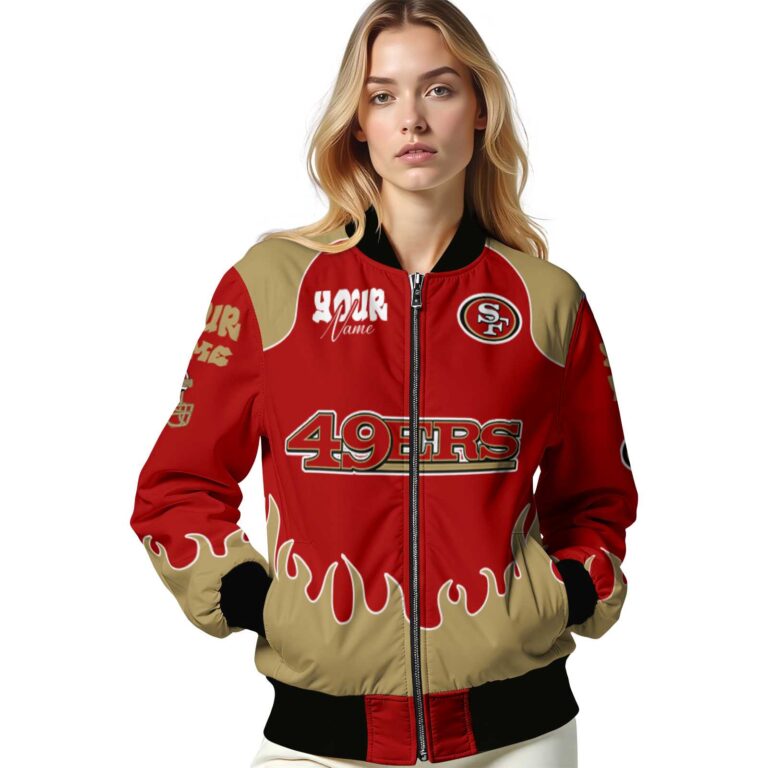 personalized san francisco 49ers fire graphic red jacket latest model