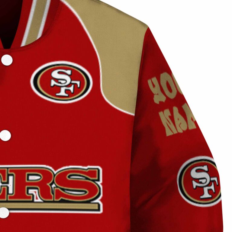 personalized san francisco 49ers fire graphic red jacket premium grade