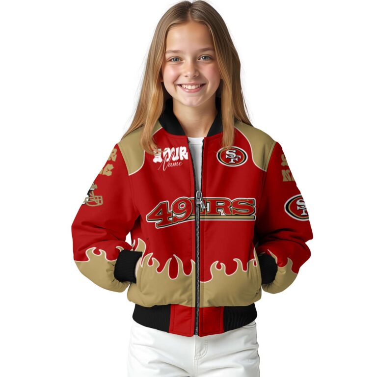 personalized san francisco 49ers fire graphic red jacket top rated