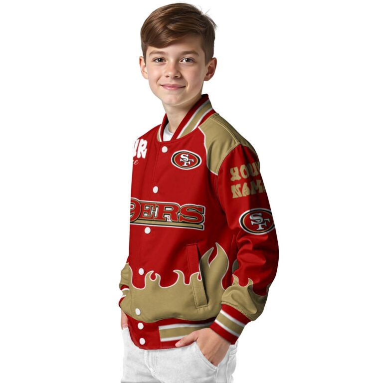 personalized san francisco 49ers fire graphic red jacket trendy
