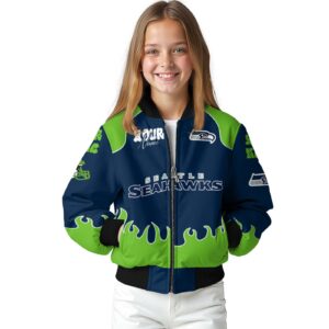personalized seattle seahawks fire graphic blue jacket top rated