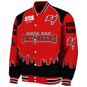 personalized tampa bay buccaneers fire graphic red jacket best selling