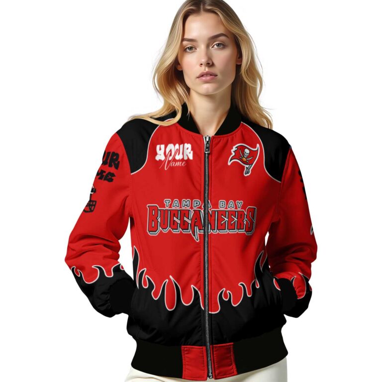 personalized tampa bay buccaneers fire graphic red jacket latest model