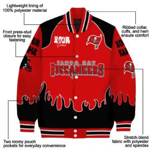 personalized tampa bay buccaneers fire graphic red jacket new arrival