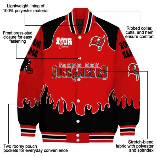 personalized tampa bay buccaneers fire graphic red jacket new arrival