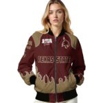 personalized texas state bobcats fire graphic maroon jacket best selling
