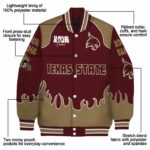 personalized texas state bobcats fire graphic maroon jacket best selling