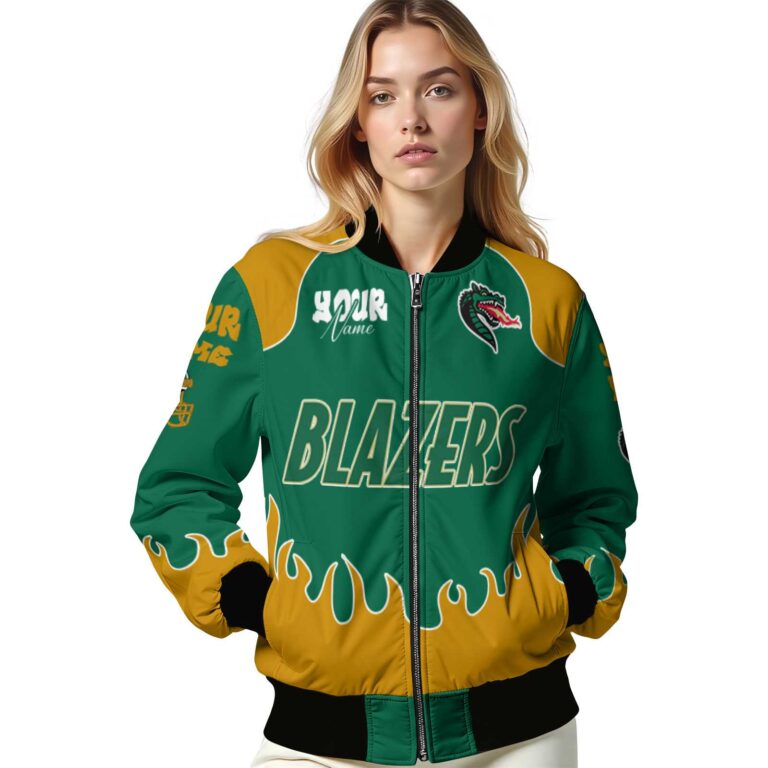 personalized uab blazers fire graphic green jacket latest model