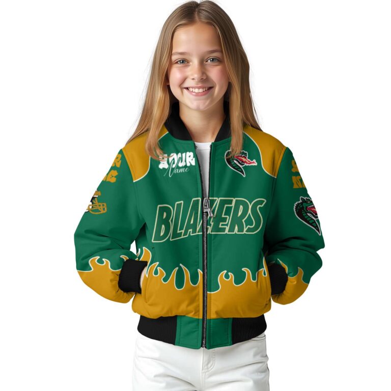 personalized uab blazers fire graphic green jacket top rated