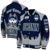 personalized uconn huskies fire graphic blue jacket fashion forward