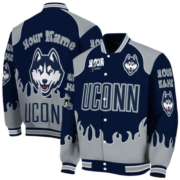 personalized uconn huskies fire graphic blue jacket fashion forward