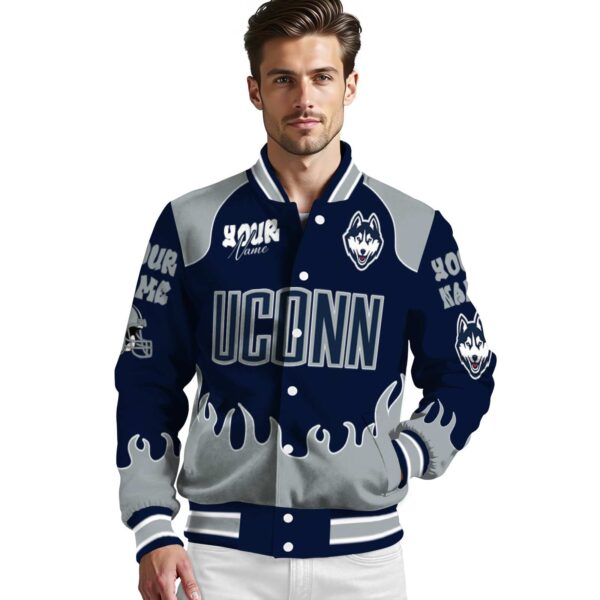 personalized uconn huskies fire graphic blue jacket high quality