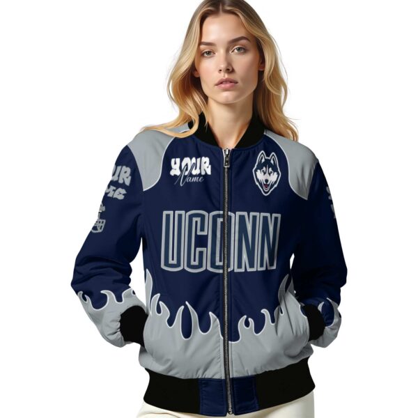 personalized uconn huskies fire graphic blue jacket latest model