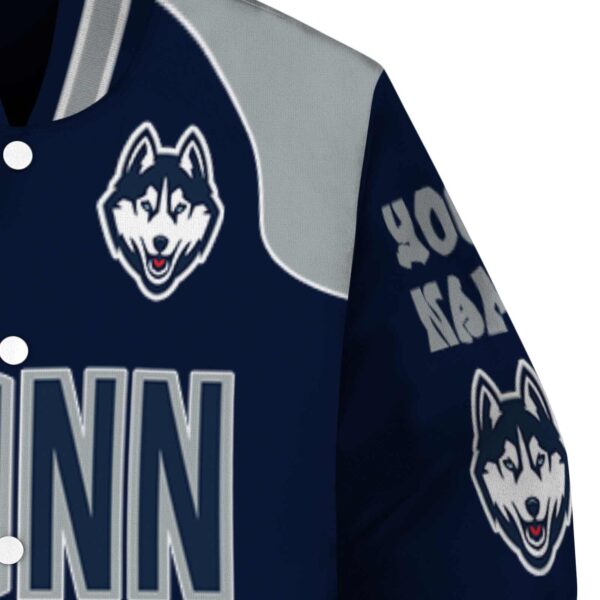 personalized uconn huskies fire graphic blue jacket premium grade