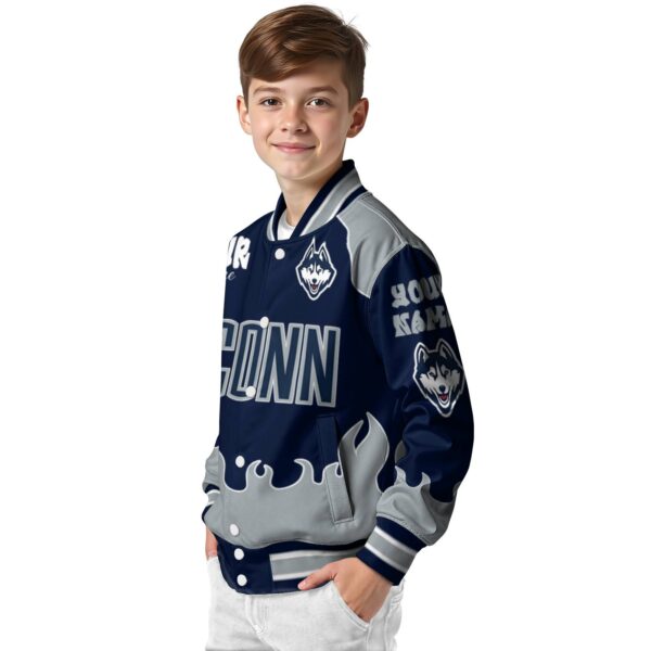 personalized uconn huskies fire graphic blue jacket trendy