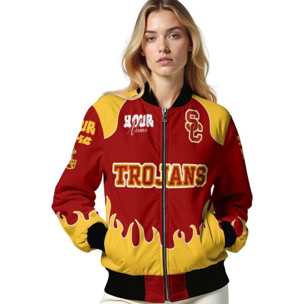 personalized usc trojans fire graphic red jacket latest model