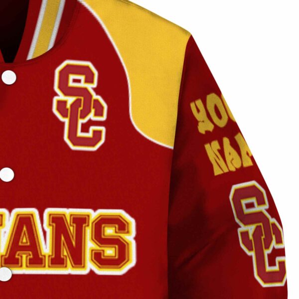 personalized usc trojans fire graphic red jacket premium grade